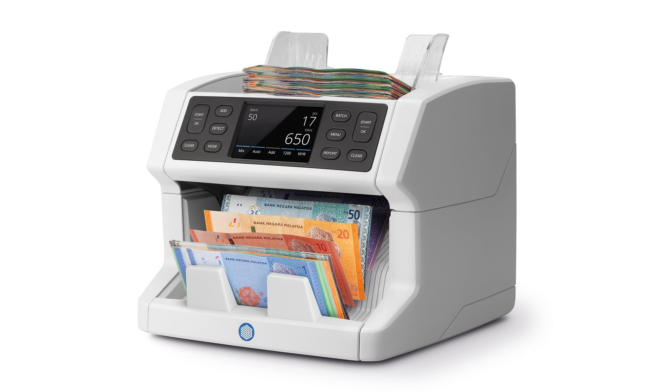 Banknote value counter that counts mixed banknotes for all pre-installed currencies safescan-2865-S-banknote-counter