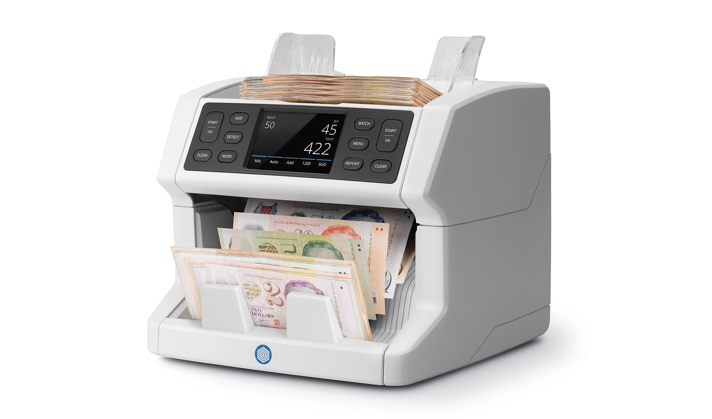 Banknote value counter that counts mixed banknotes for all pre-installed currencies safescan-2885-s-banknote-counter