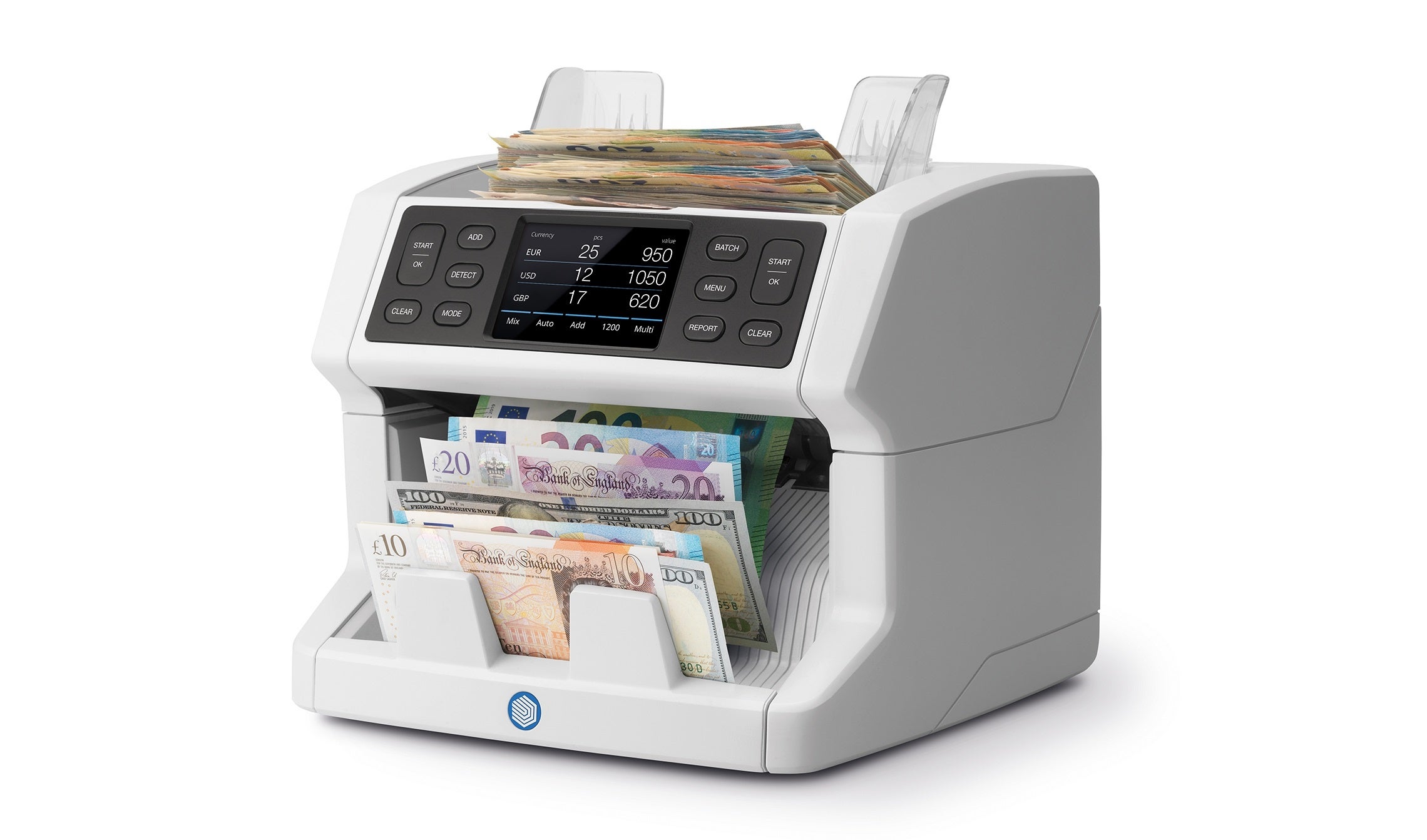 可同時點算高達3種貨幣 safescan-2865-S