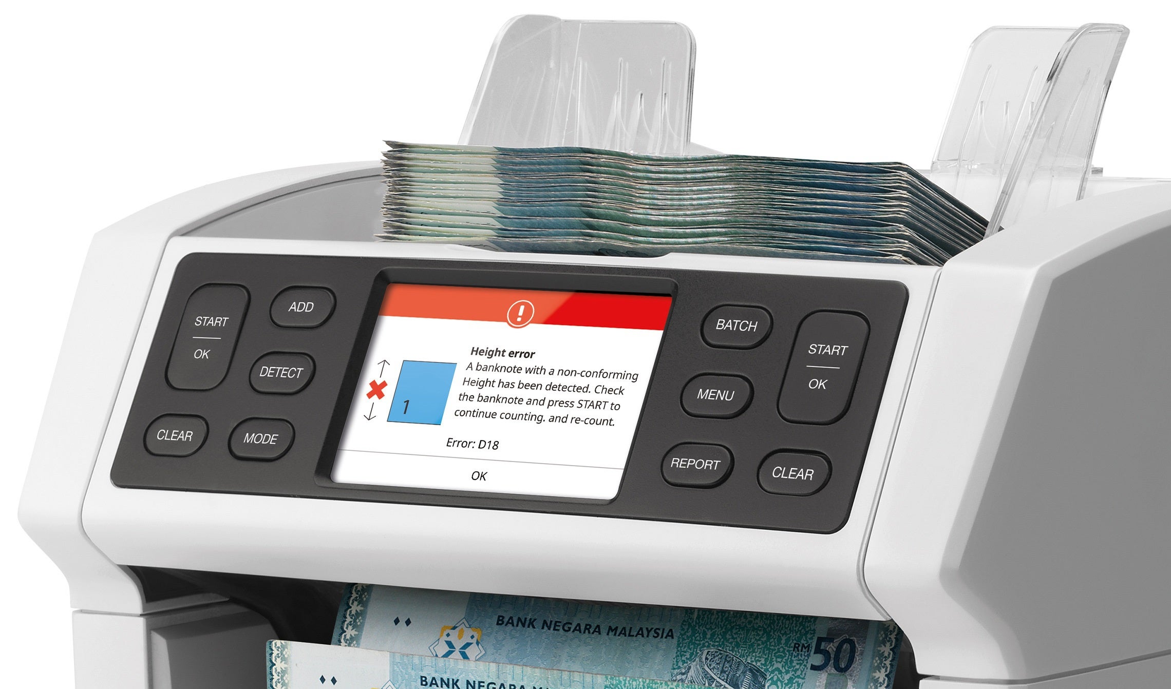 Verifies banknotes on up to seven security features safescan-2865-S-banknote-counter