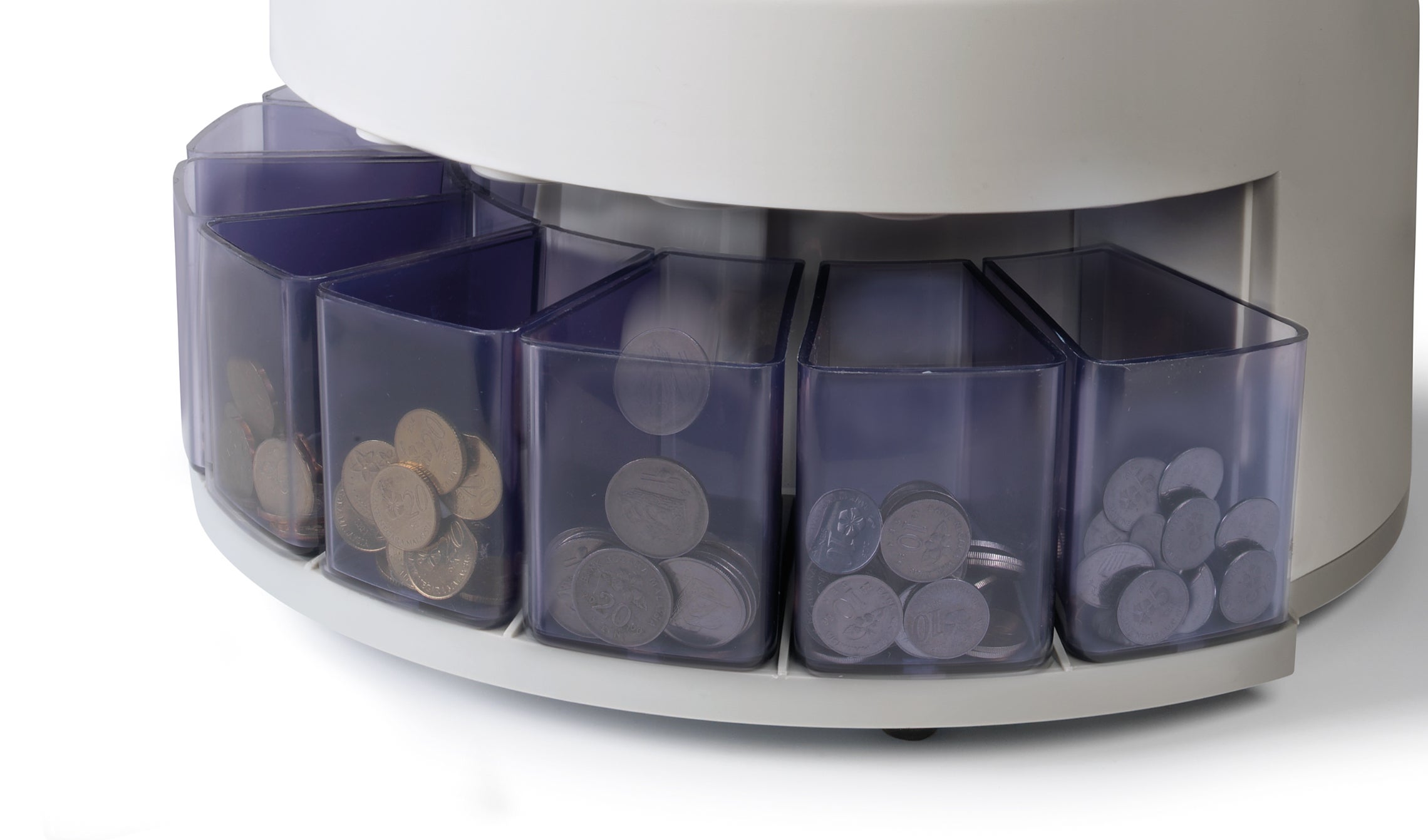 Counts and sorts 220 coins per minute safescan-1250-myr-coin-tubs