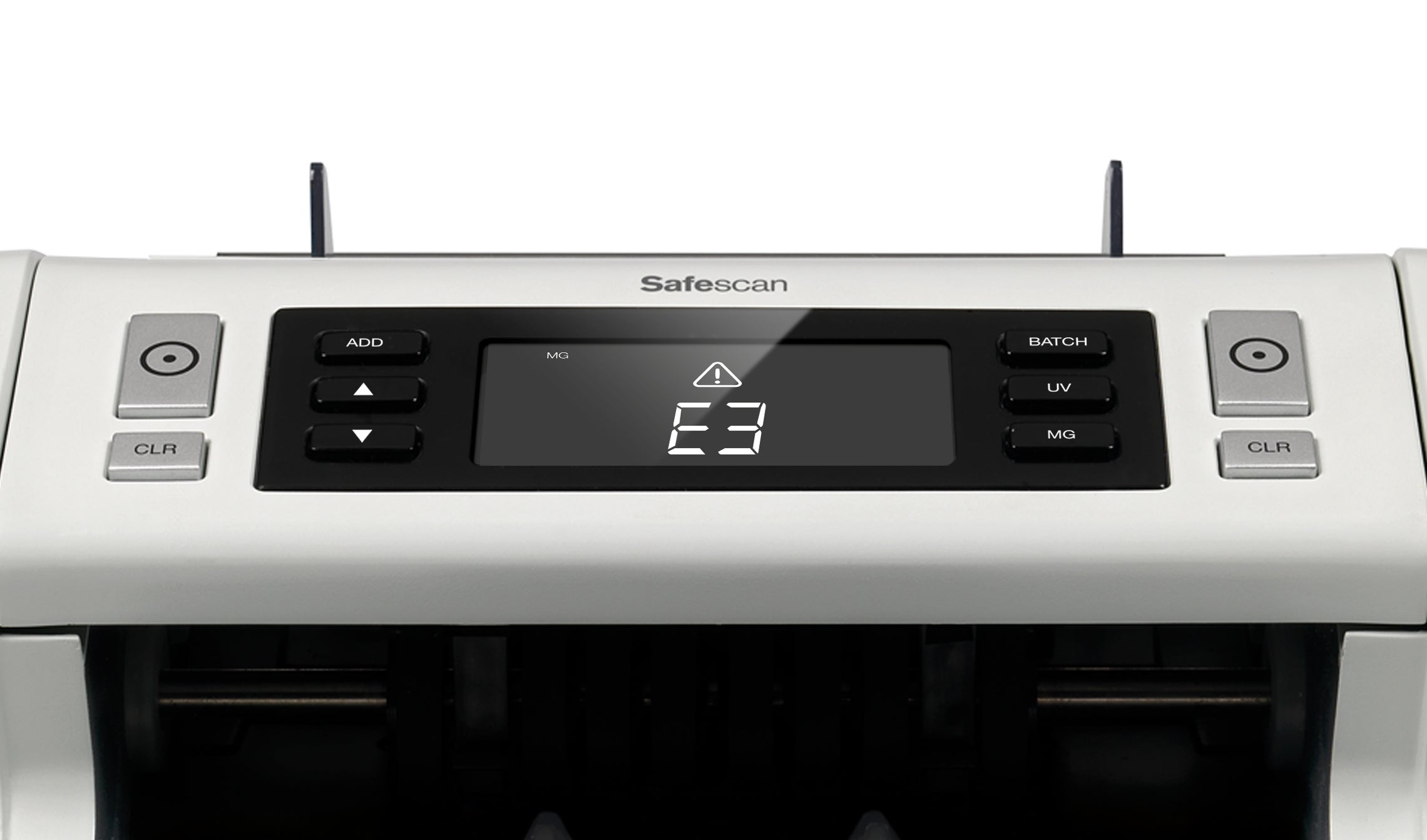 Visual and audio alert when a suspected counterfeit banknote has been detected safescan-2250