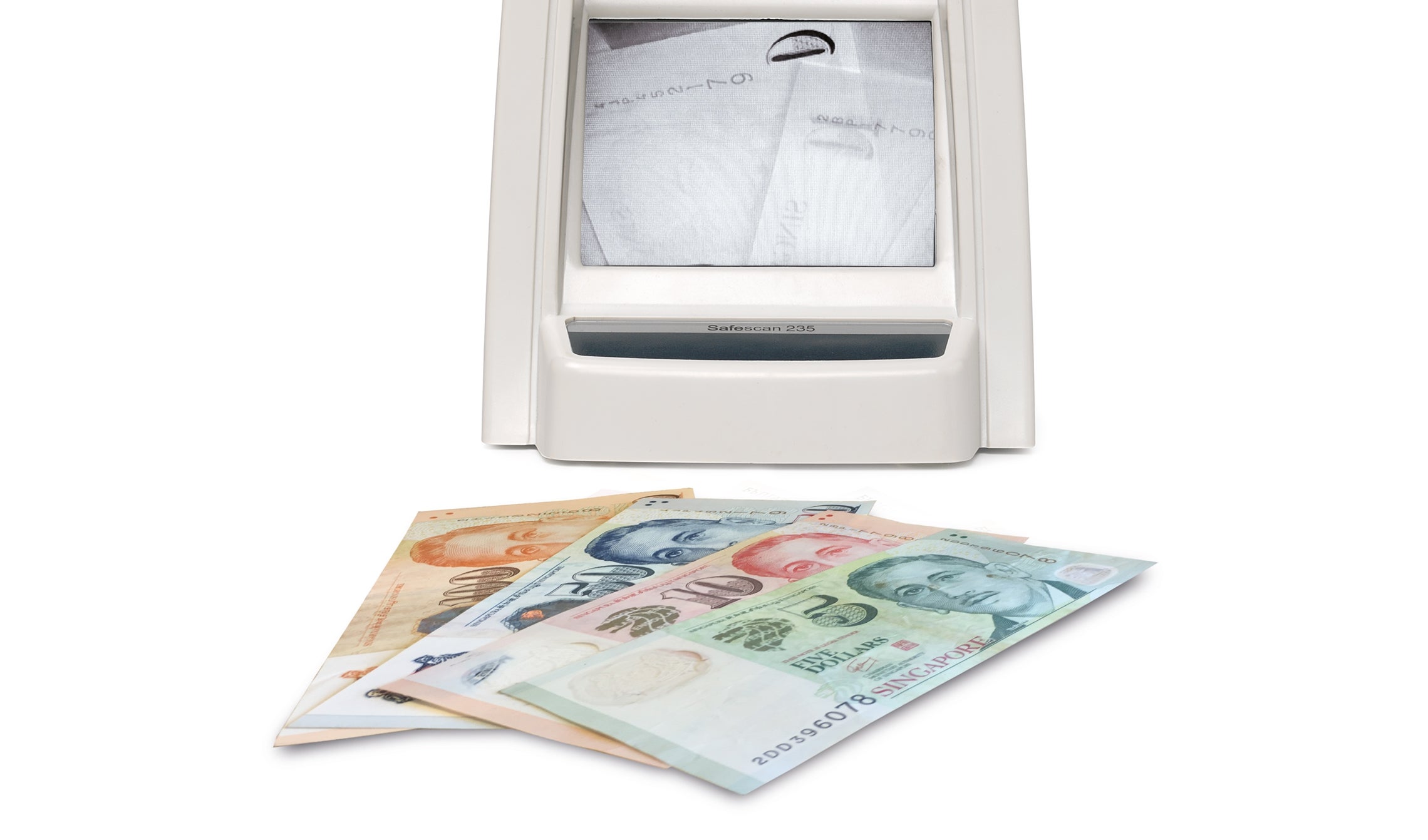 Verifies the infrared properties of Singapore Dollar banknotes safescan-235-detects-infrared-features-banknotes
