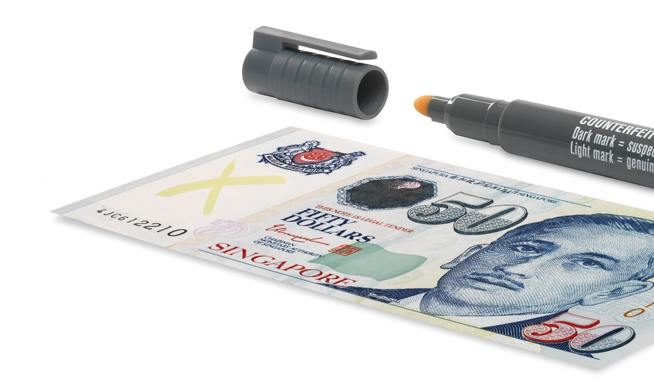 Light mark: Genuine banknote safescan-30-detection-pen