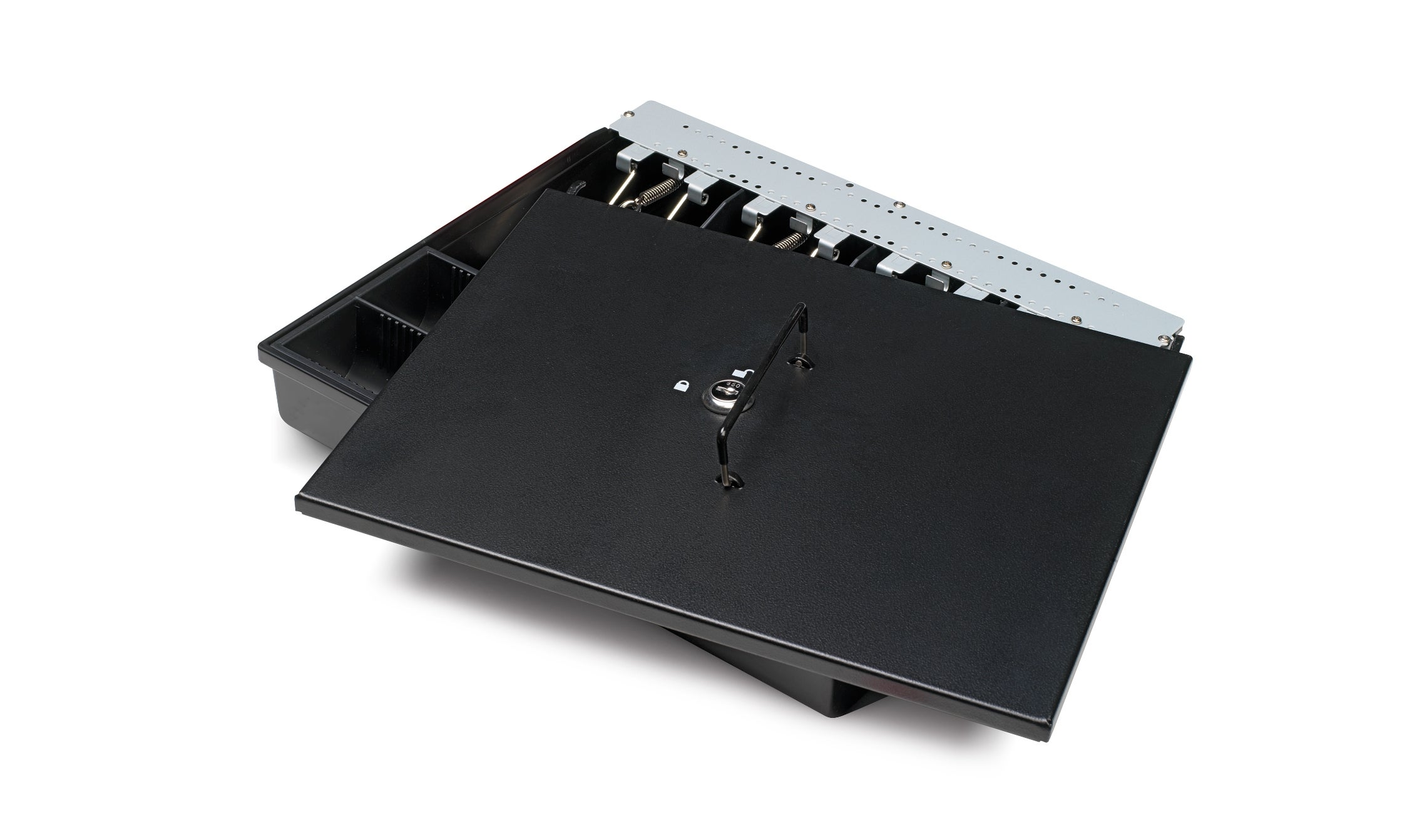 Complete with 2 piece key set safescan-4141l-cash-drawer-lockable-lid