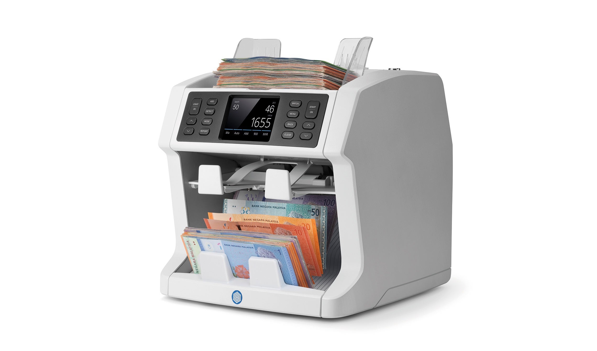 Banknote value counter and sorter that counts and sorts mixed banknotes for all installed currencies safescan-2995-sx-banknote-counter-fitness-sorter