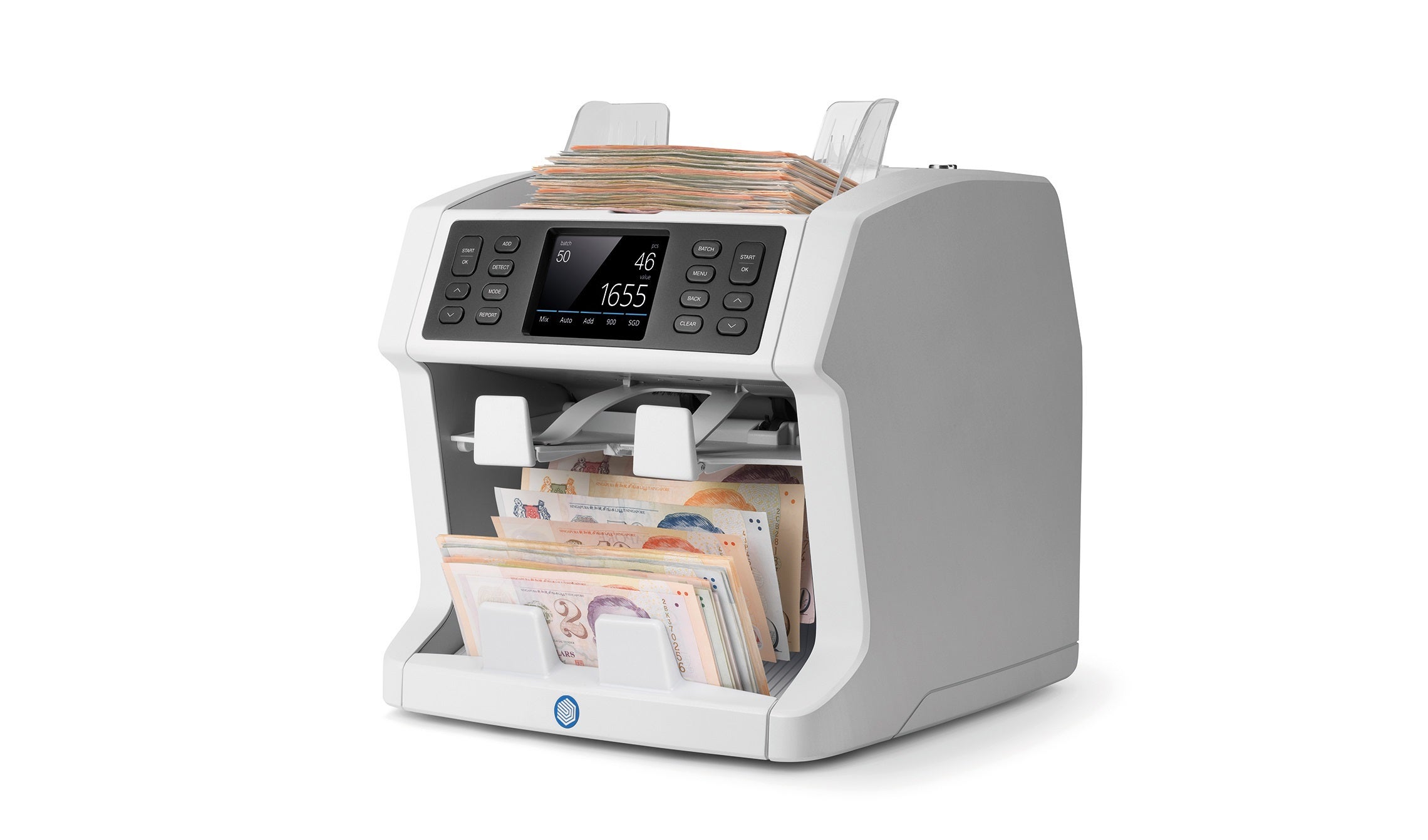 Banknote value counter and sorter that counts and sorts mixed banknotes for all installed currencies safescan-2985-sx-banknote-counter-sorter