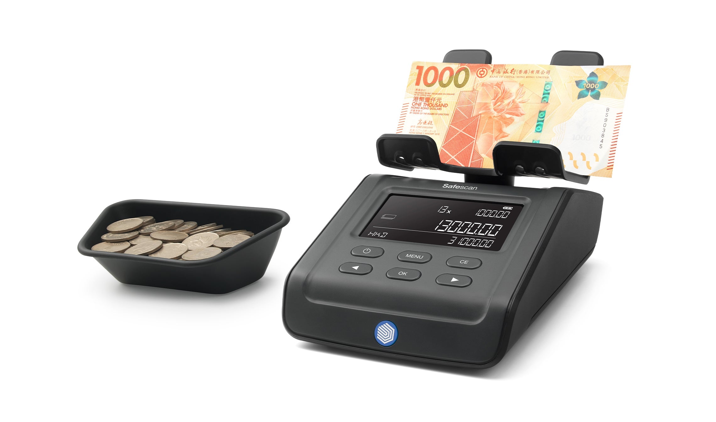 Money counting scale that value counts sorted coins and banknotes for all pre-installed currencies safescan-6175-money-counting-scale
