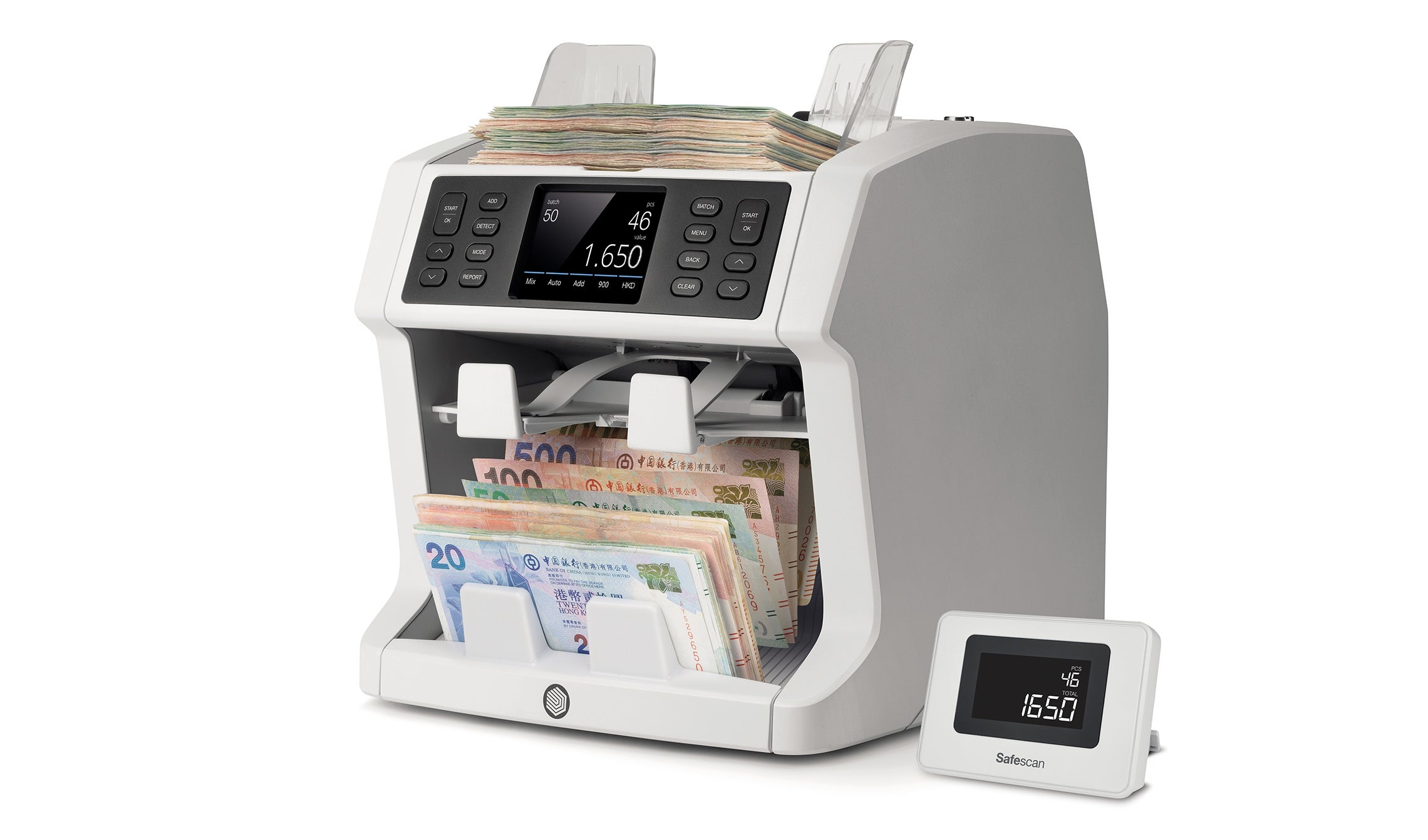 可即時與客戶同時看到點算結果 safescan-ed-150-external-display