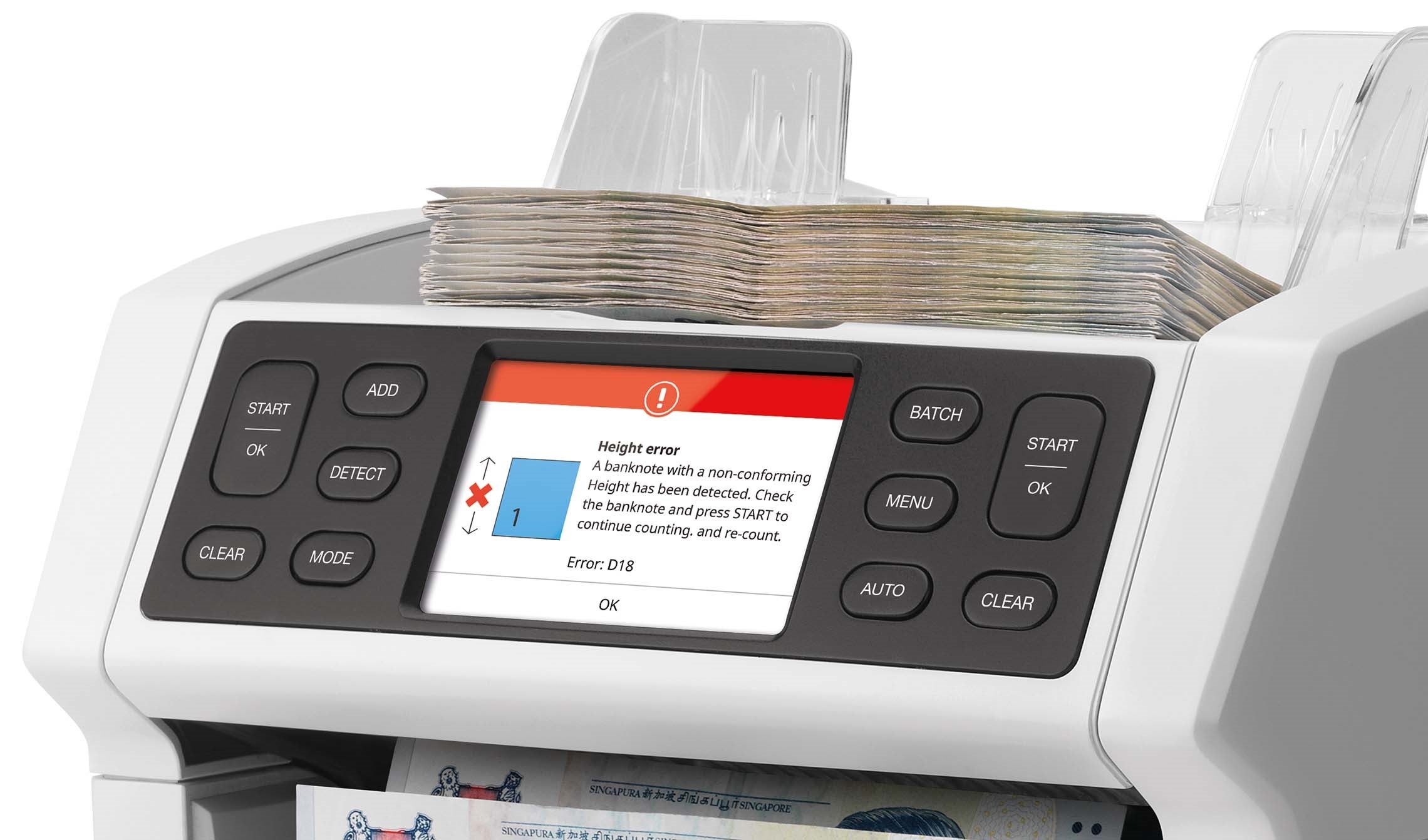 Verifies banknotes on up to three security features safescan-2850-banknote-counter