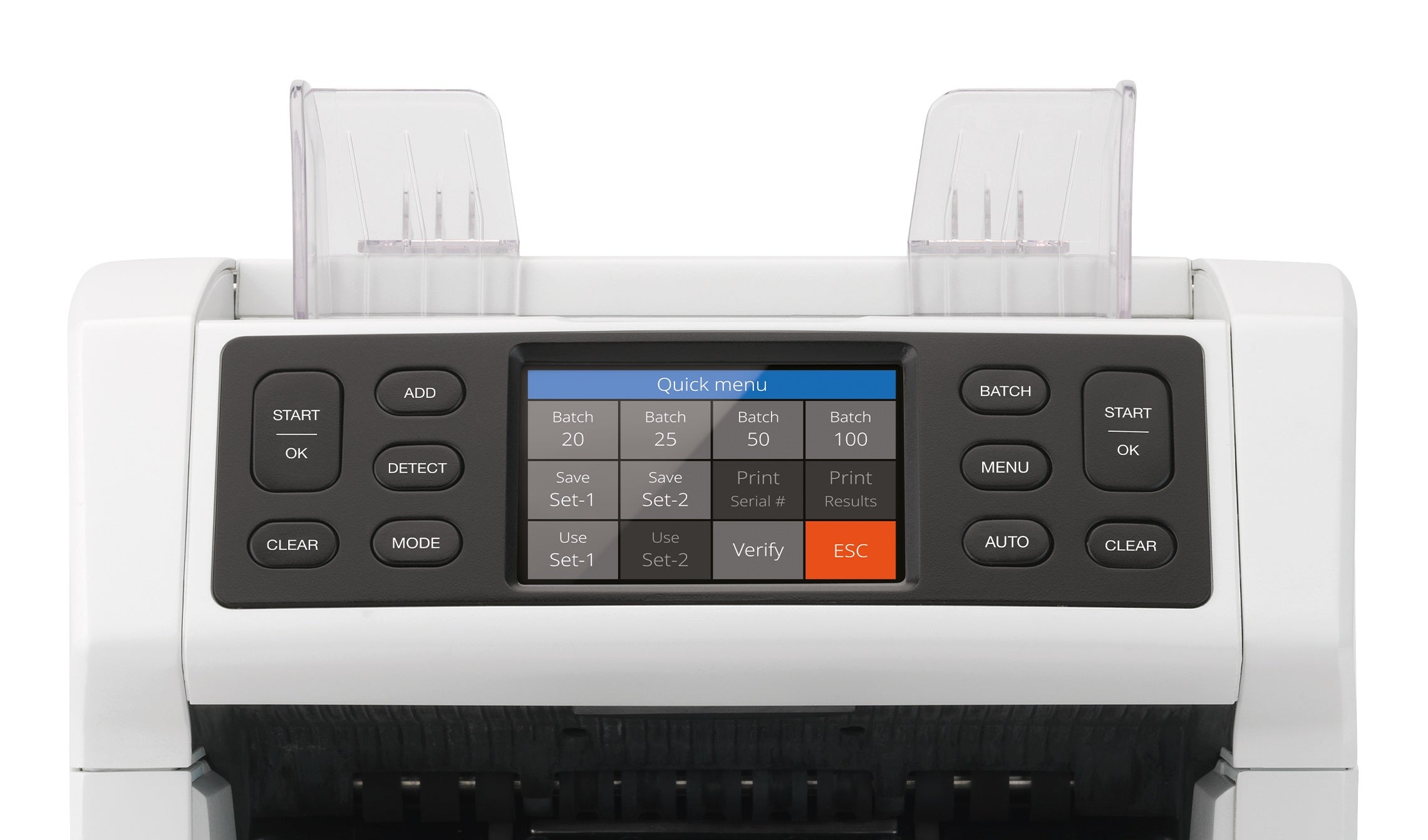 Easily operated thanks to high definition touch screen with multi-lingual interface and quick menu safescan-2850-banknote-counter