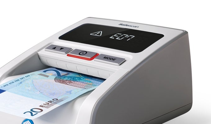 Suspected banknote alarm with visual and audio alert safescan-155i-grey-false-money-warning