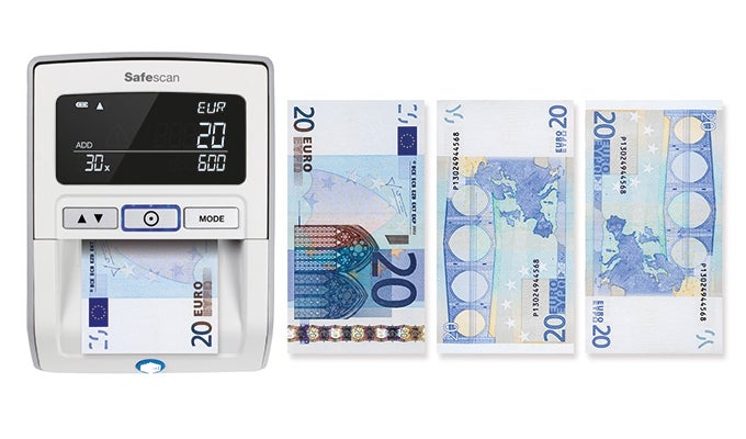 Insert Euro banknotes in any direction safescan-155i-grey-euro-testing