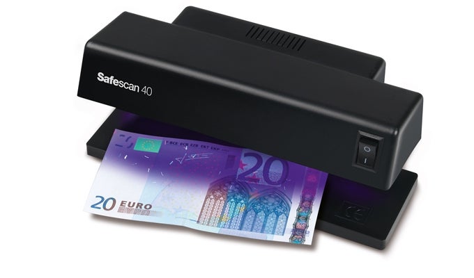Verifies the UV features of banknotes safescan-40-uv-counterfeit-detector