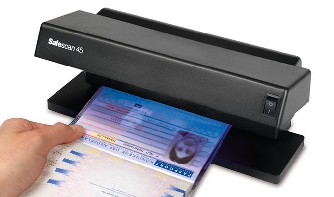 Verifies UV features of passports and other ID documents safescan-45-fake-money-detector