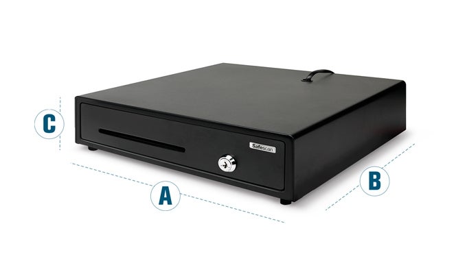 Dimensions: A: 330mm - B: 360mm - C: 100mm safescan-ld3336-dimensions