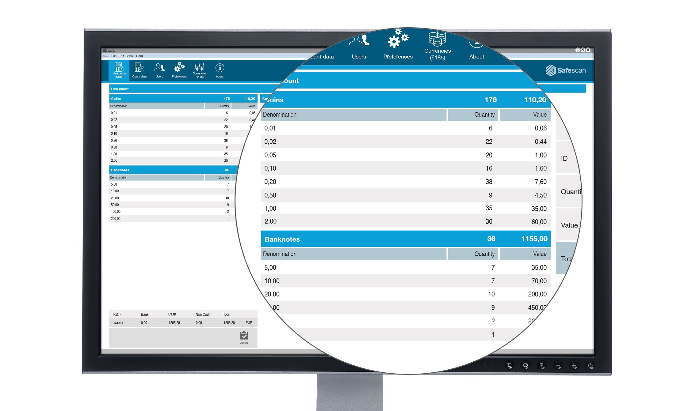Clear specification of your count safescan-mcs
