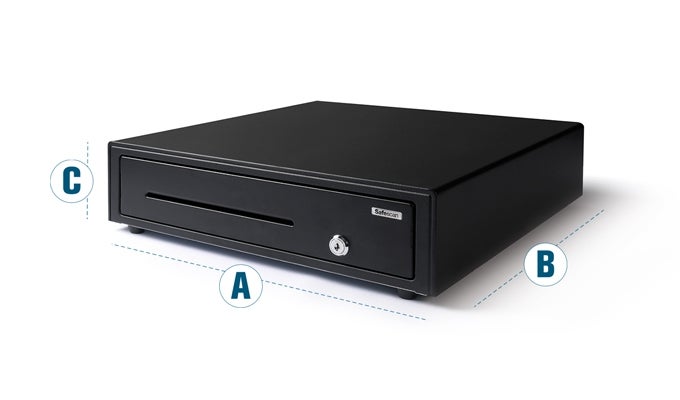 Dimensions: A: 410mm - B: 415mm - C: 115mm safescan-sd4141-dimensions