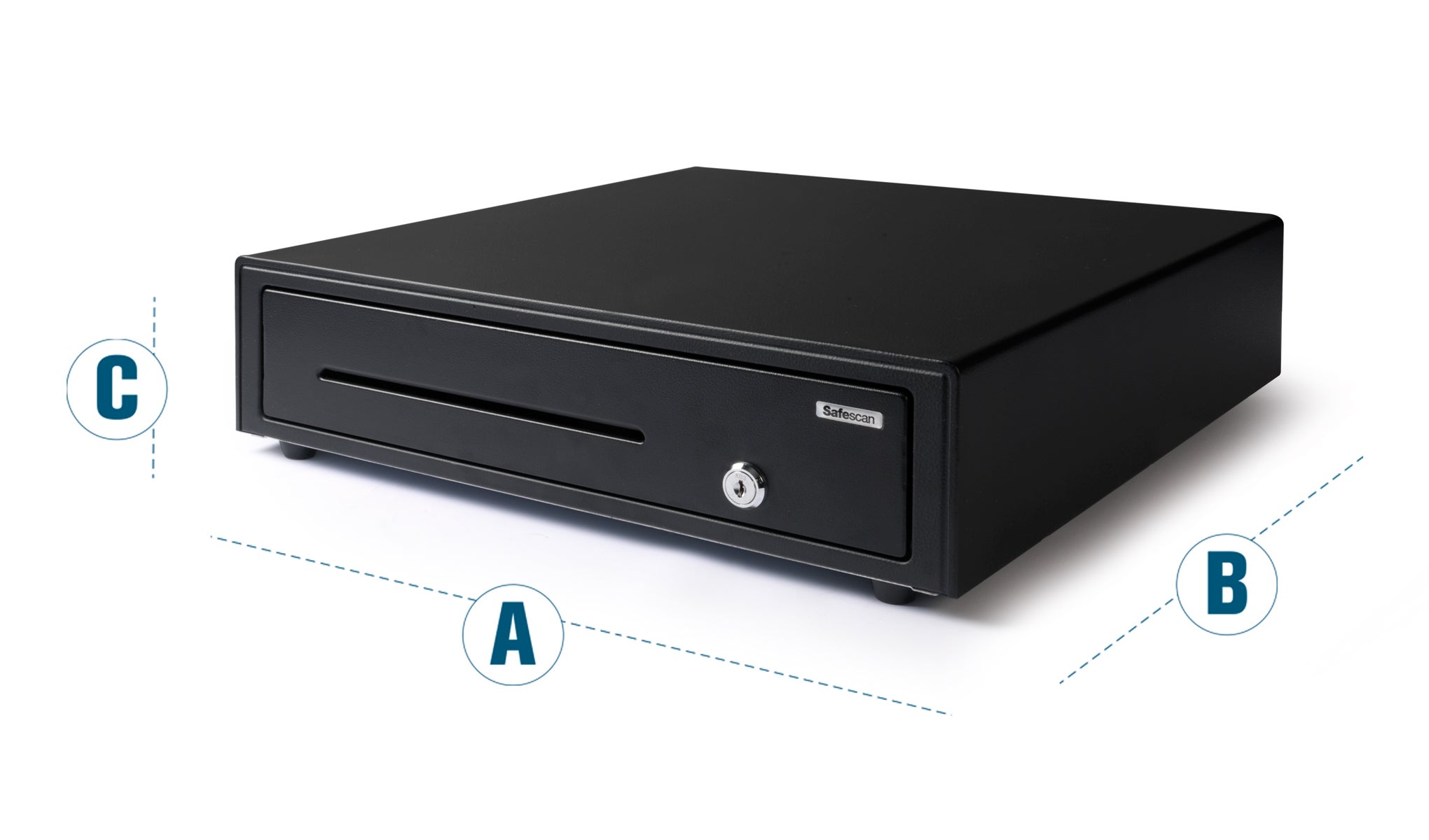 Dimensions: A: 410mm - B: 415mm - C: 115mm safescan-sd4141-dimensions