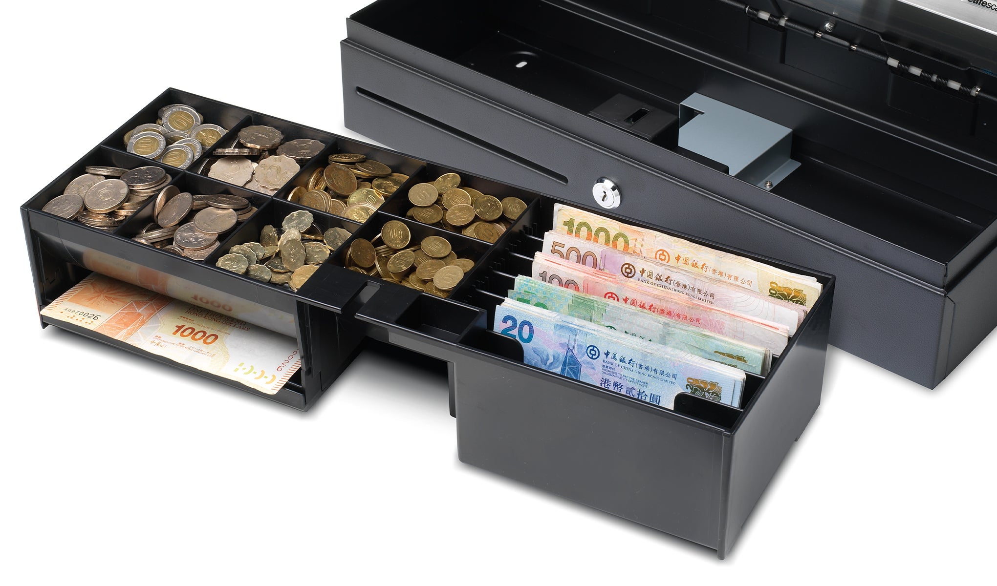 可移除內格及可額外選購可上鎖蓋面 safescan-hd4617s-removable-tray