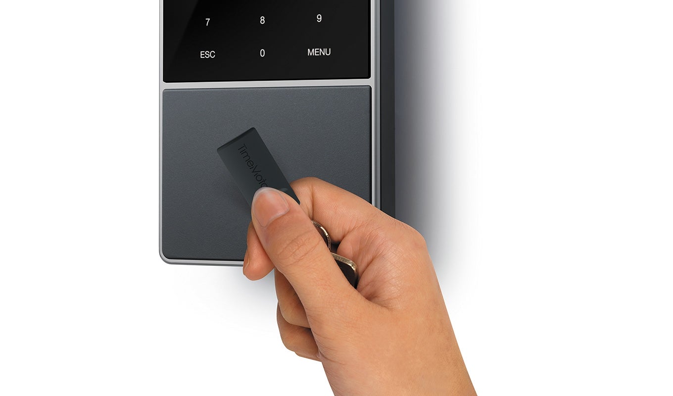 Time registration with key fob or PIN timemoto-tm-818