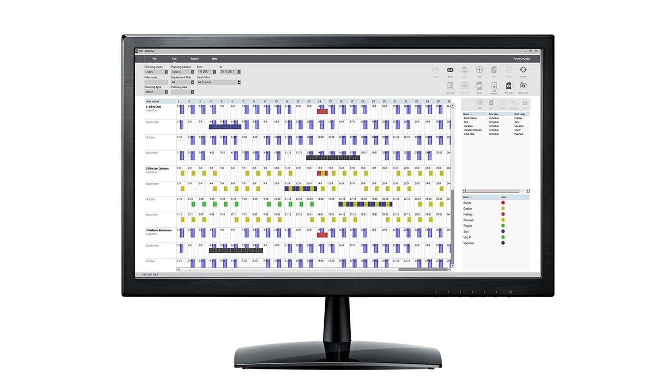 Even easier planning with color coding and drag-and-drop timemoto-pc-plus-software