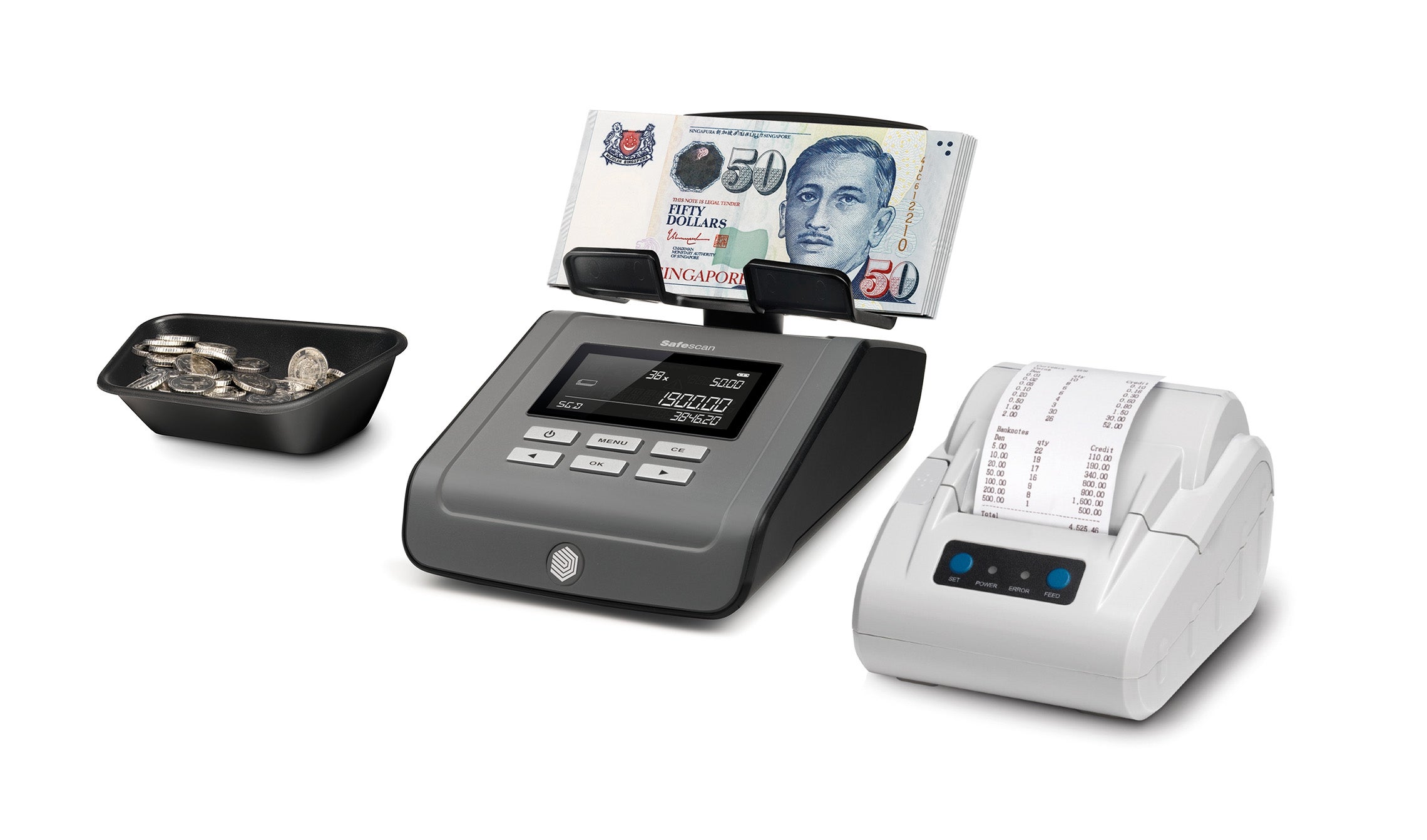 Print your counting results instantly with the Safescan 6165 and 6185 safescan-tp-230-with-safescan-6185
