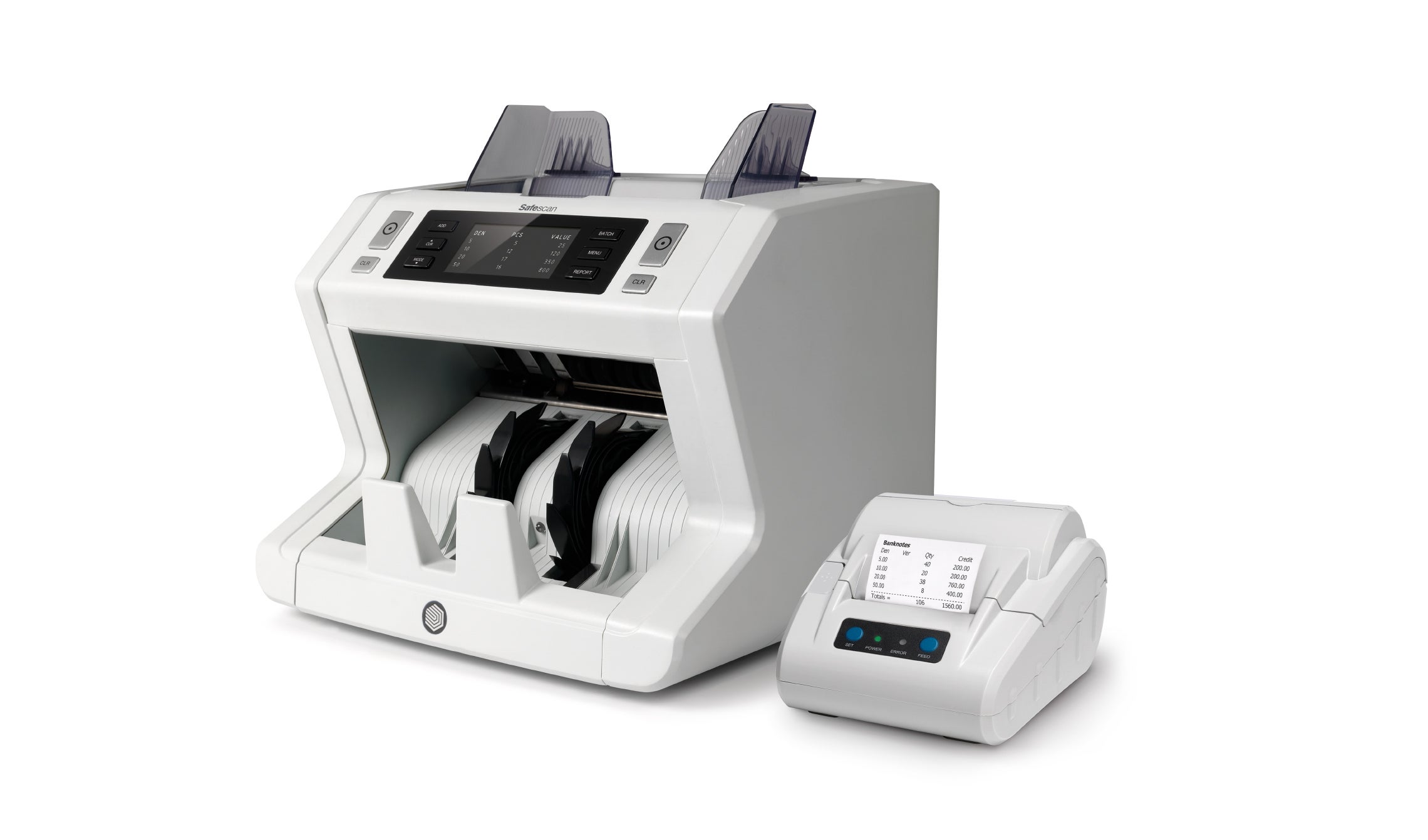 Print your counting results instantly with the Safescan 2665-S, 2685-S, 2865-S, 2885-S, 2985-SX and 2995-SX safescan-tp-230-with-safescan-2665