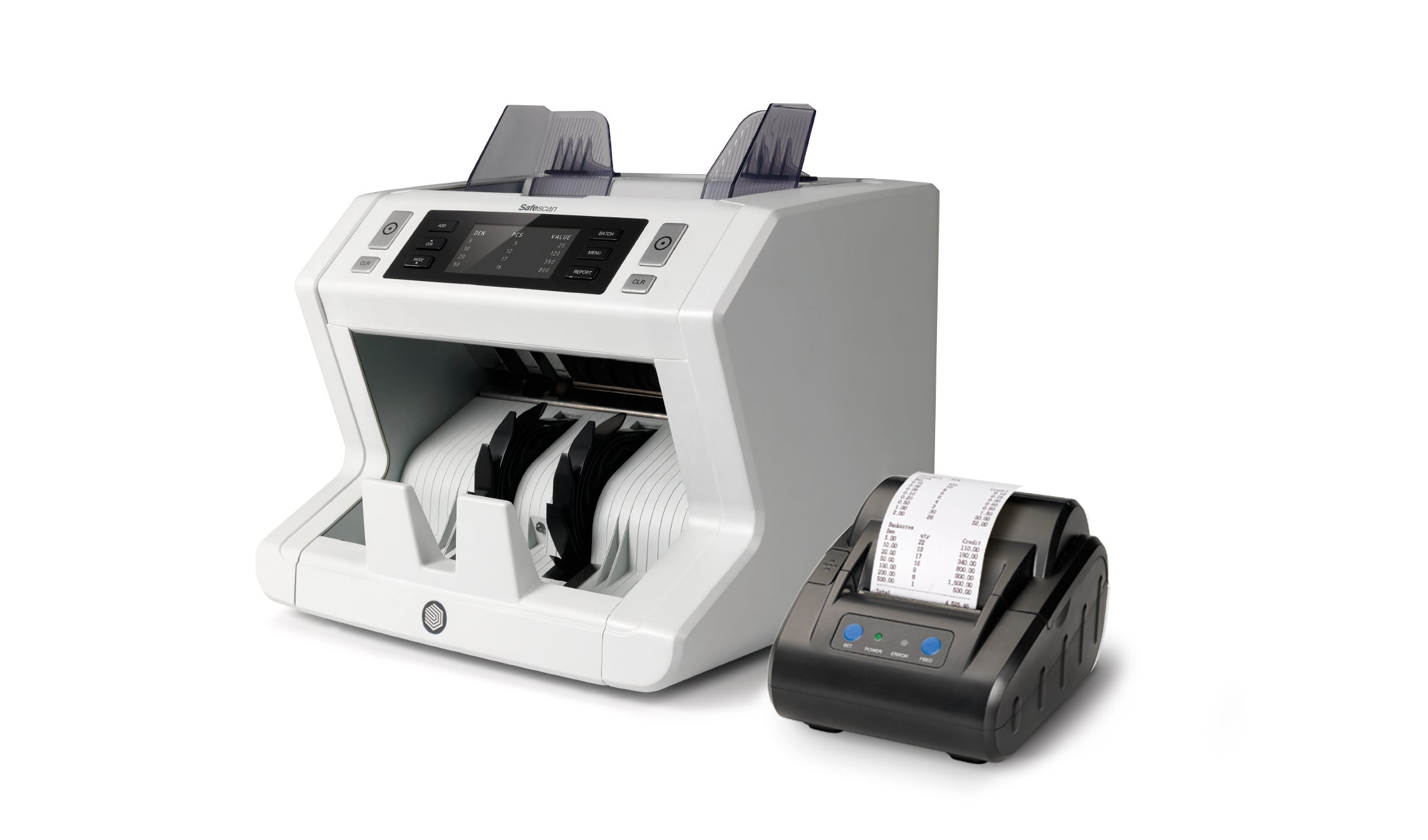 Print your counting results instantly with the Safescan 2685-S, 2865-S, 2885-S, 2985-SX or 2995-SX safescan-tp-230-thermal-printer